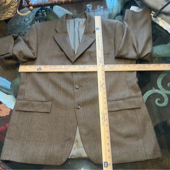 VTG Ralph Lauren Men's Brown Sport Coat 44R HERRINGBONE Jacket LAMBSWOOL Blazer - Picture 11 of 13